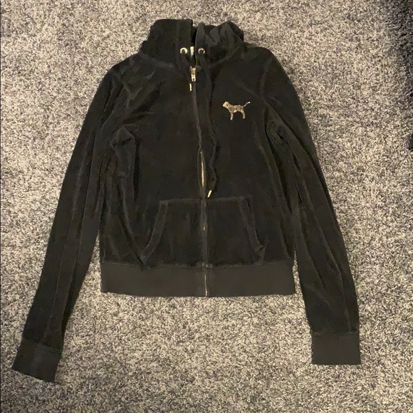 PINK Black Zip up - Picture 1 of 2